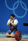 雅典奥运会女子举重75公斤决赛 韩国选手张美兰获得银牌