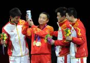 伦敦奥运乒乓球男团决赛 中国3比0完胜韩国卫冕