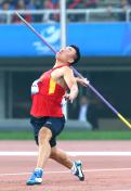 东亚运动会田径赛场  中国选手赵庆刚摘得男子标枪金牌