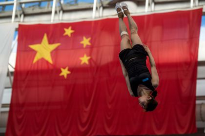 中国蹦床队奥运备战训练