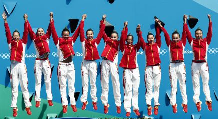 里约奥运会花样游泳集体项目  中国队获得银牌