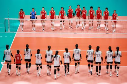 杭州亚运会女子排球排位赛E组 韩国队3比1战胜朝鲜队